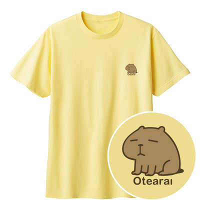 カピバラ Otearai（おてあらい） キッズTシャツ ライトイエロー
