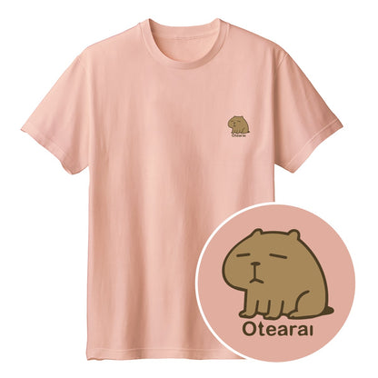カピバラ Otearai（おてあらい） キッズTシャツ ダスティピンク