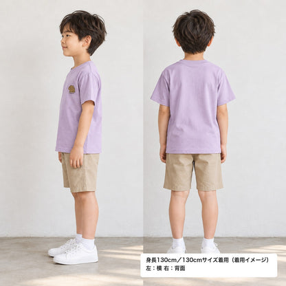 カピバラ「Otearai」 キッズTシャツ ペールピンク 着用 横・背面（背中は無地）