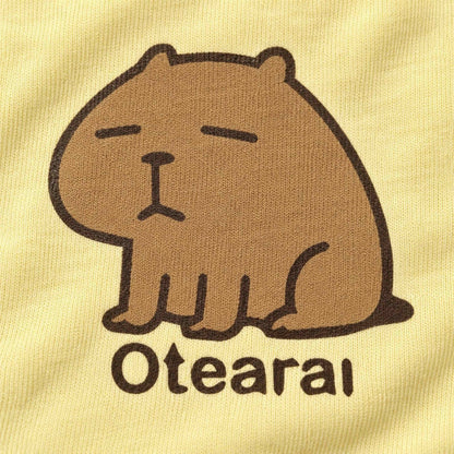 カピバラ ワンポイントTシャツ「Otearai」｜目を閉じて、じっと耐える。