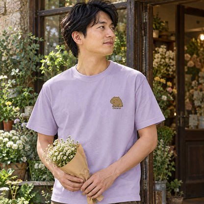 カピバラ ワンポイントTシャツ「Otearai」｜目を閉じて、じっと耐える。