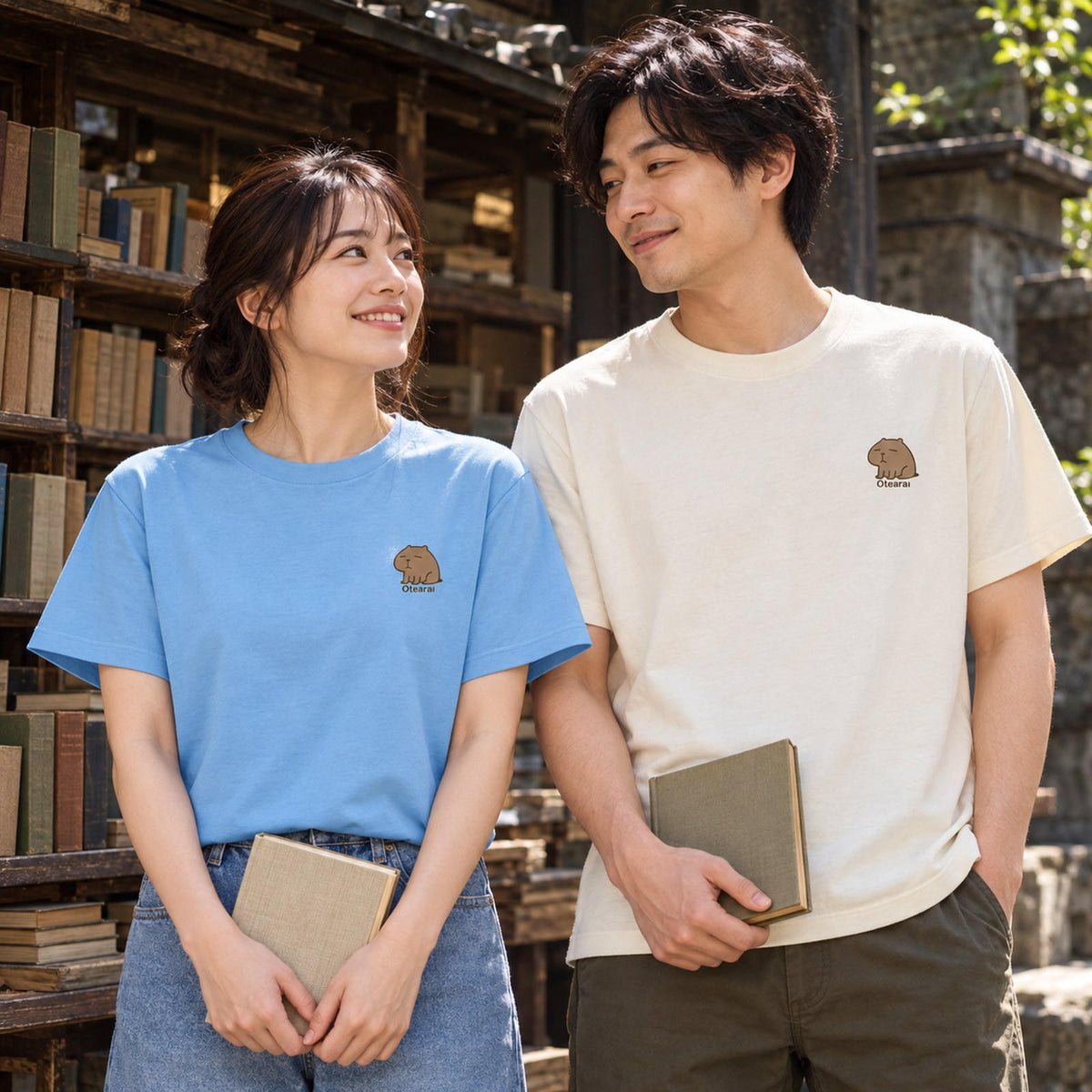 カピバラ ワンポイントTシャツ「Otearai」｜目を閉じて、じっと耐える。