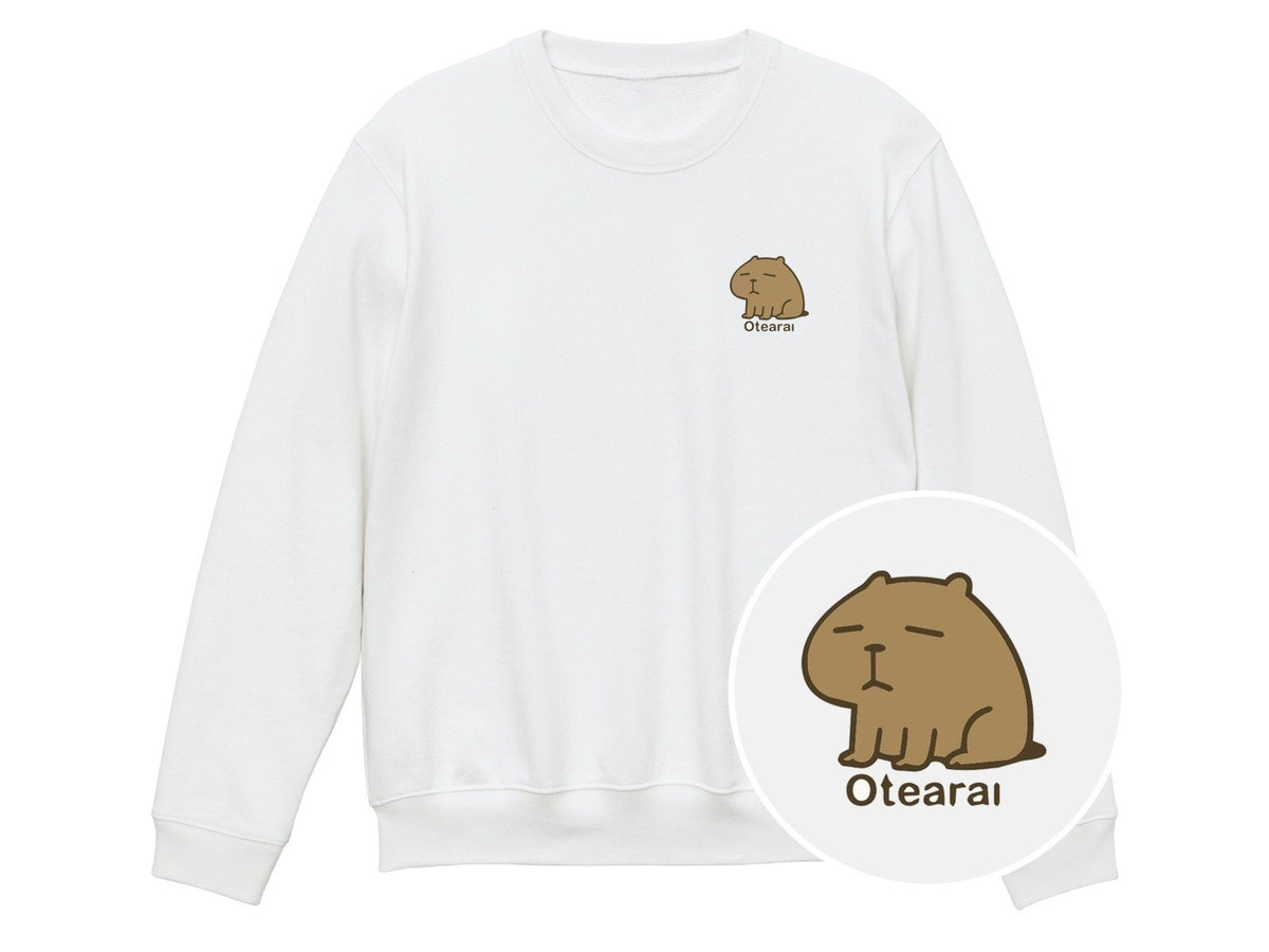 カピバラ「Otearai」トレーナー 001_ホワイト