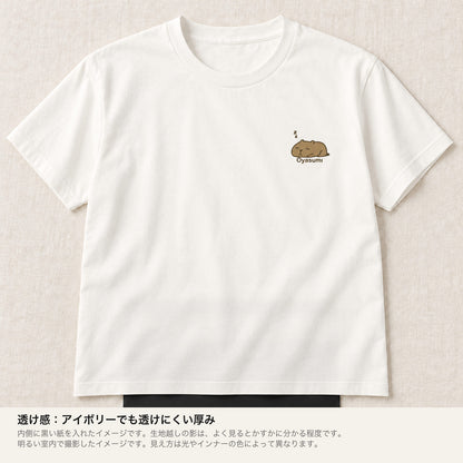 カピバラ ワンポイントTシャツ「Oyasumi」｜今日はもう、おしまい。