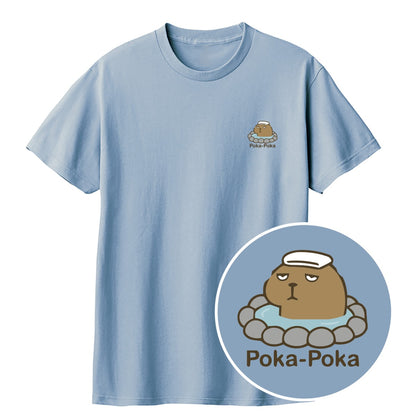 カピバラ Poka-Poka（ぽかぽか） キッズTシャツ アシッドブルー