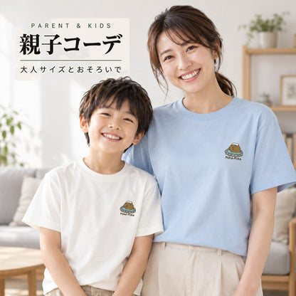 カピバラ「Poka-Poka」 親子コーデ（大人パステルブルー＋子どもアイボリー）大人サイズとおそろいで