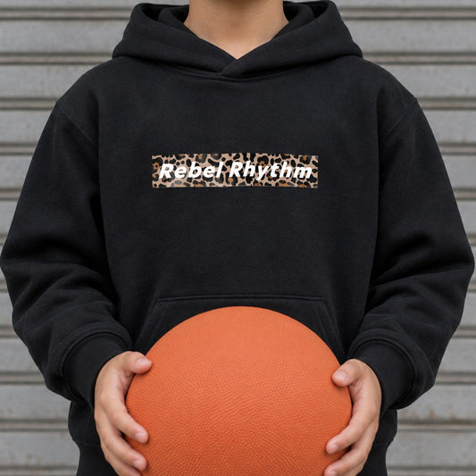 RebelRhythm×レオパード キッズパーカー 着用アップ（サムネイル）