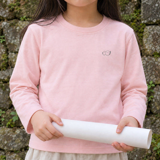 しまえなが キッズ長袖Tシャツ 着用イメージ（胸元のアップ）