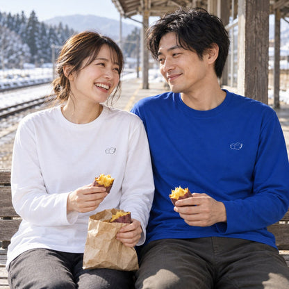しまえなが ワンポイント長袖Tシャツ 着用イメージ（2人でのコーディネート）