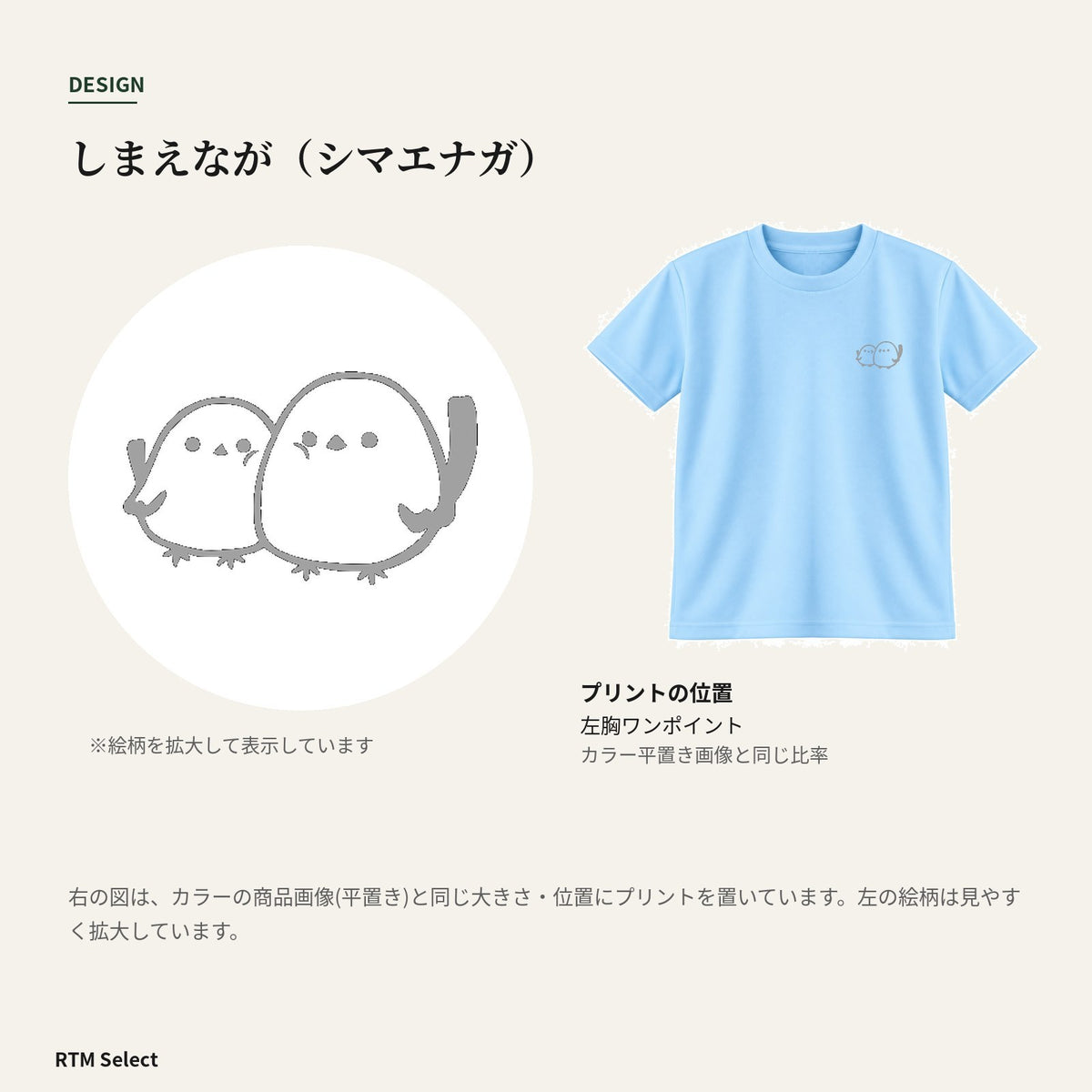 しまえなが キッズドライTシャツ デザインとプリント位置
