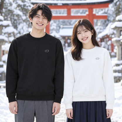 しまえなが トレーナー ペアコーデ（男性ブラック＋女性ホワイト）