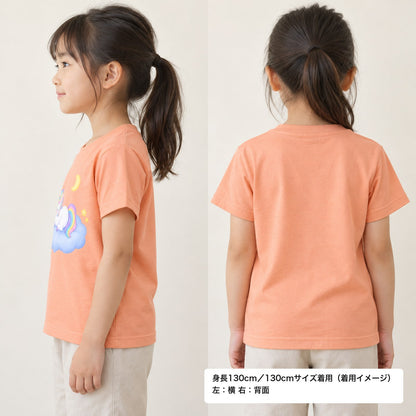 sleep_tight キッズTシャツ アプリコット 着用 横・背面（背中は無地）