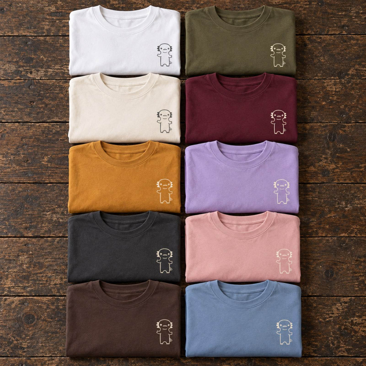 うぱーん ユニセックス袖リブ長袖Tシャツ 全10色カラーバリエーション平置き