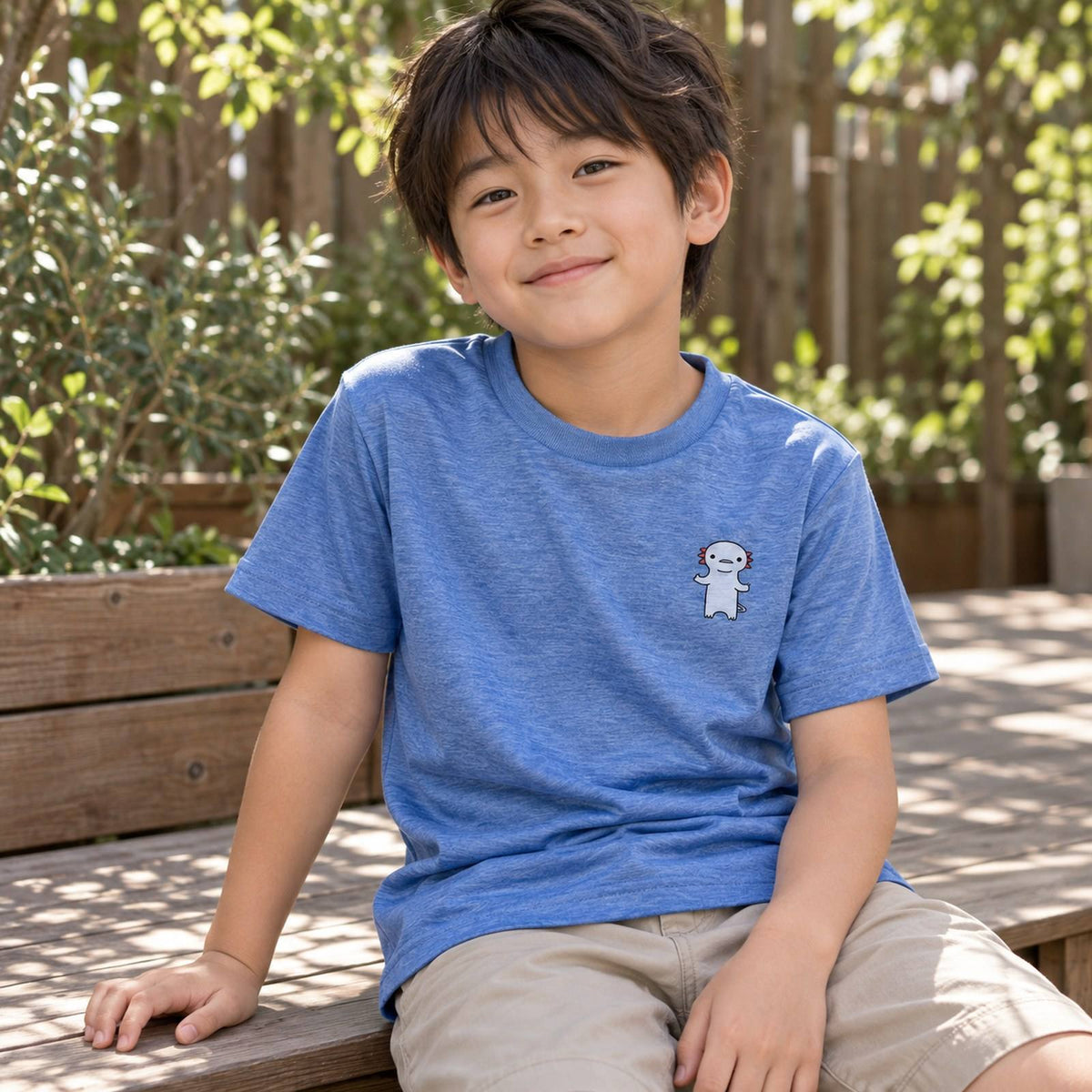 うぱーん キッズドライTシャツ ミックスブルー 子どもの日常の着用写真