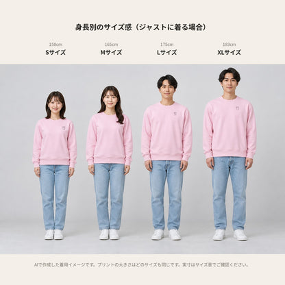 うぱーん トレーナー 身長別サイズ感（158S/165M/175L/183XL）