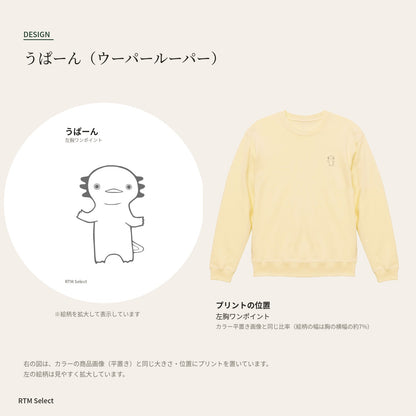 うぱーん トレーナー デザインとプリント位置図