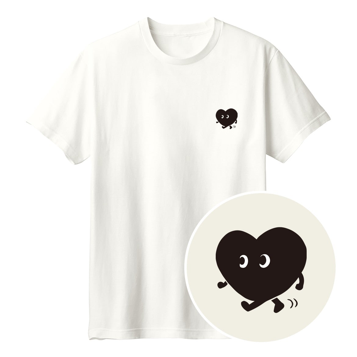 歩くハート「ヨチボウ」Tシャツ アイボリー