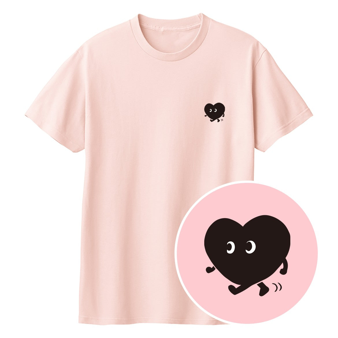 歩くハート「ヨチボウ」Tシャツ ライトピンク
