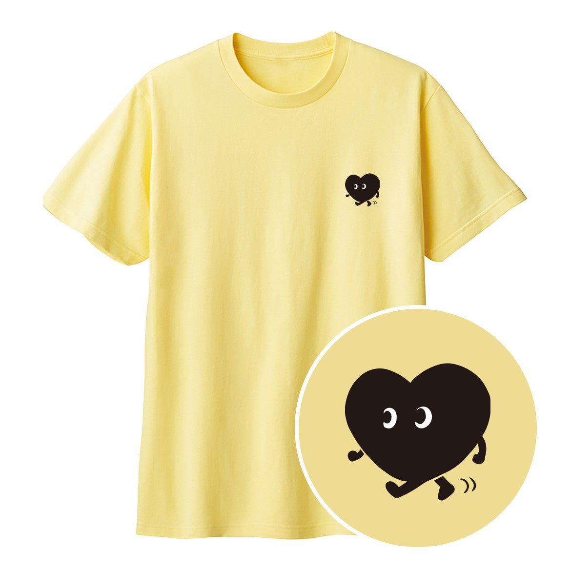 歩くハート「ヨチボウ」Tシャツ ライトイエロー