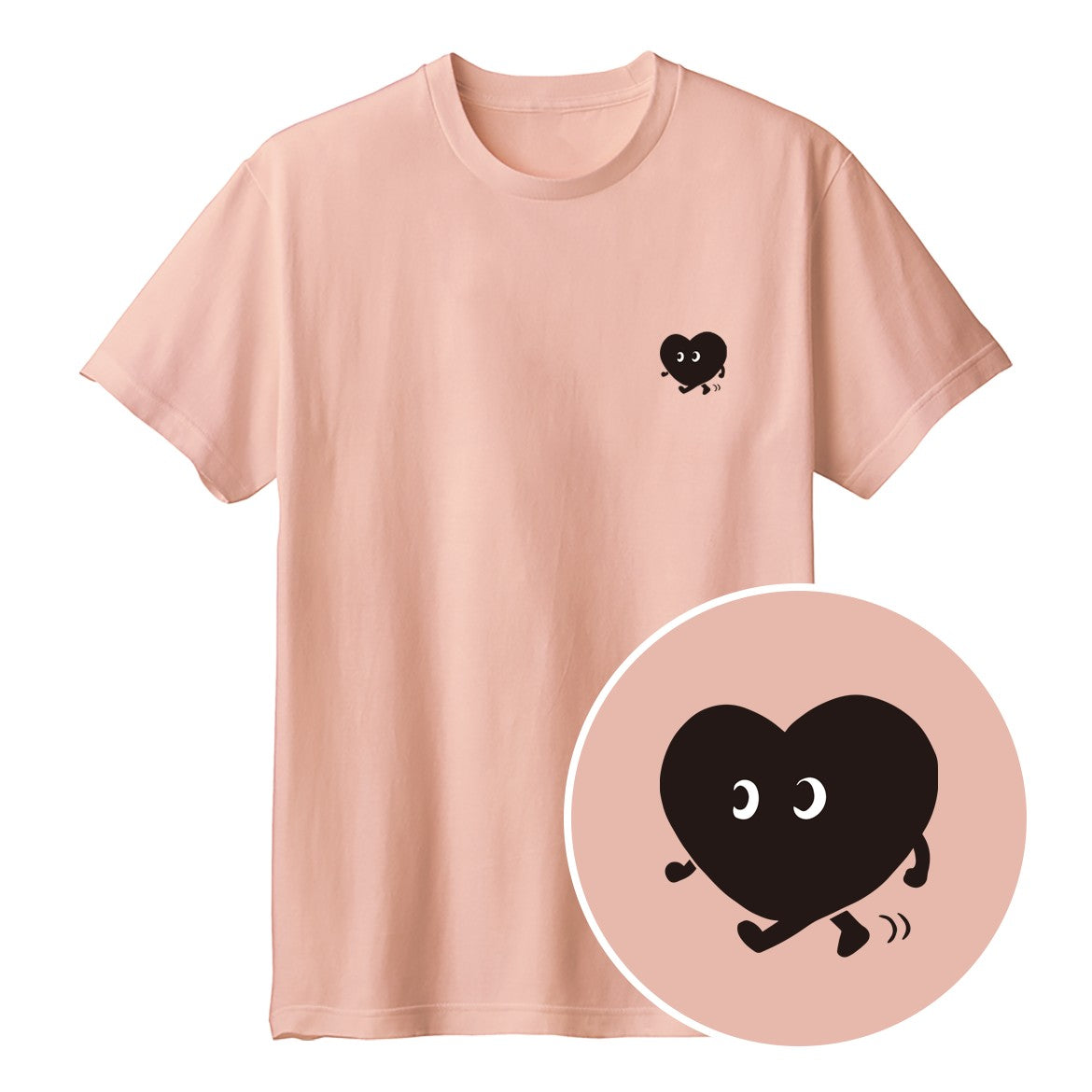 歩くハート「ヨチボウ」Tシャツ ダスティピンク