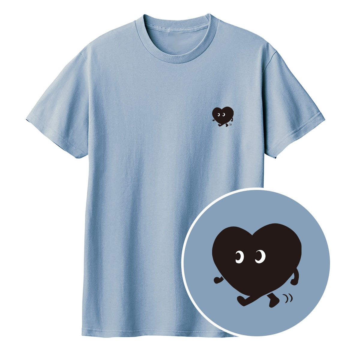 歩くハート「ヨチボウ」Tシャツ アシッドブルー
