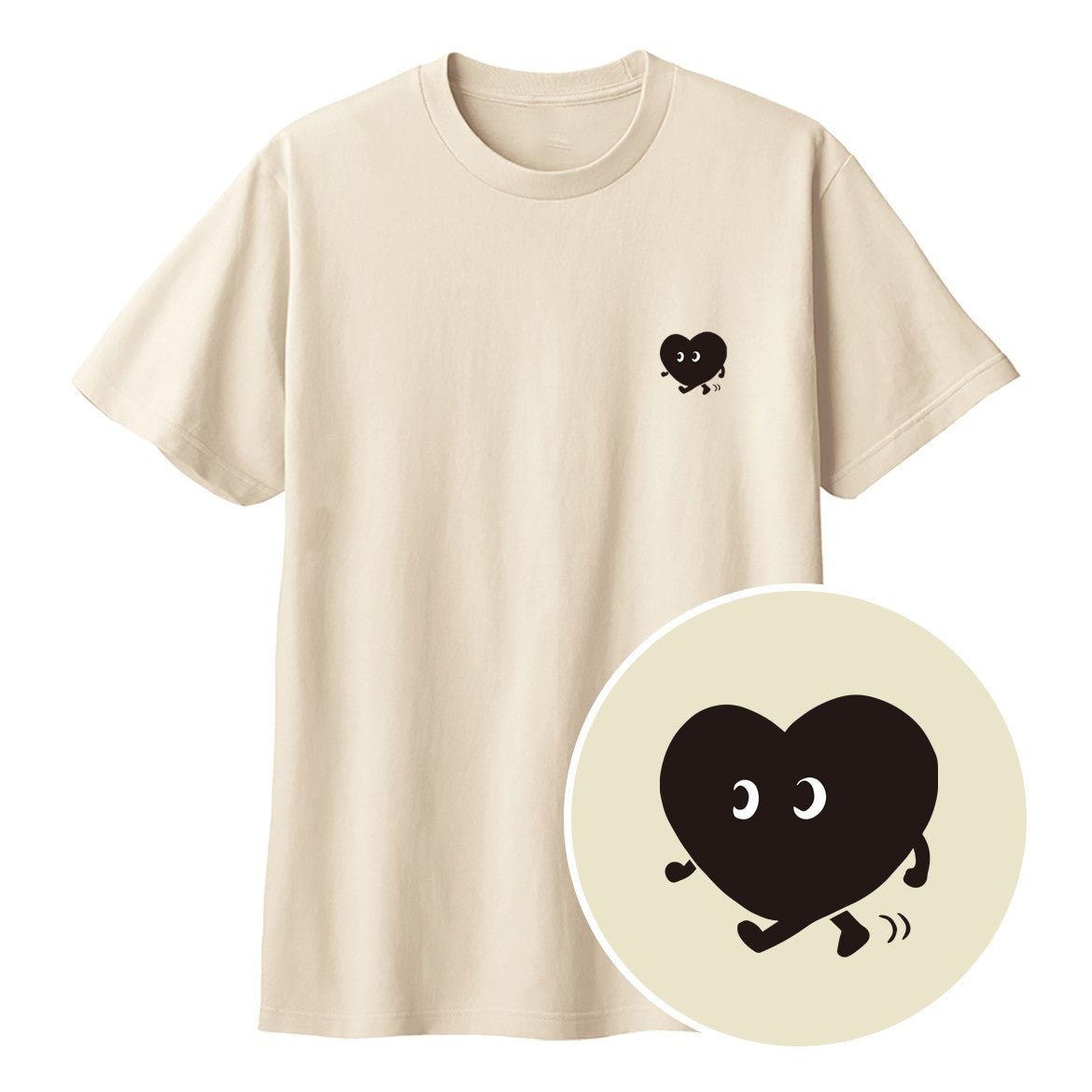 歩くハート「ヨチボウ」Tシャツ ライトベージュ