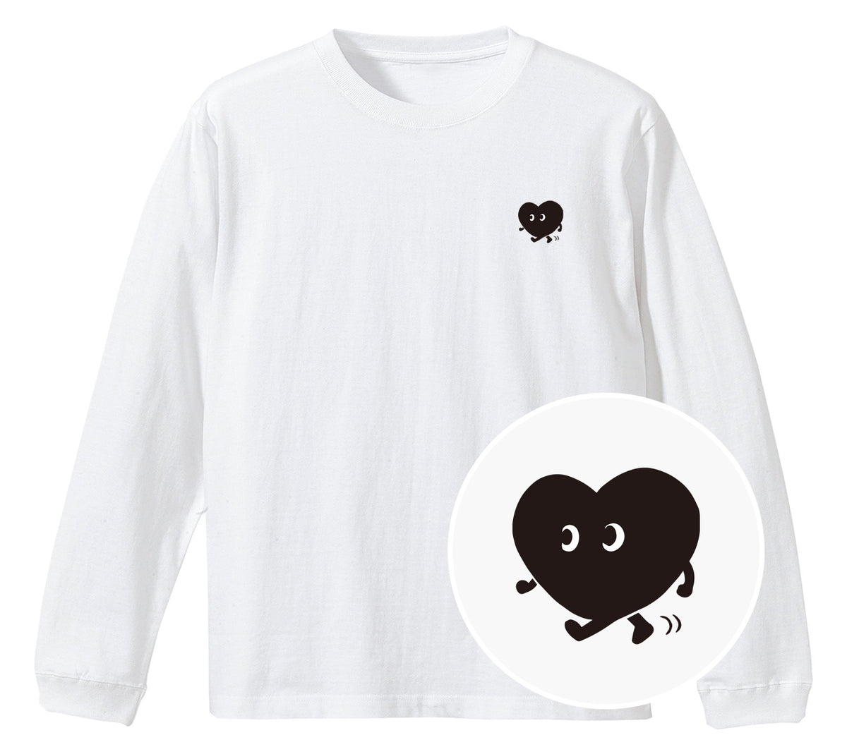 歩くハート「ヨチボウ」ロングTシャツ ホワイト