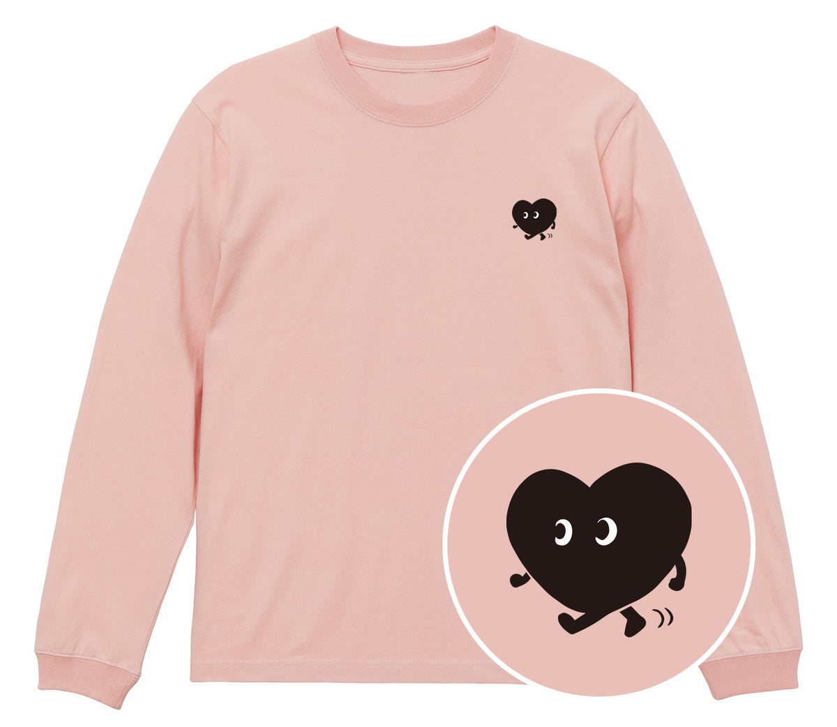 歩くハート「ヨチボウ」ロングTシャツ オフピンク
