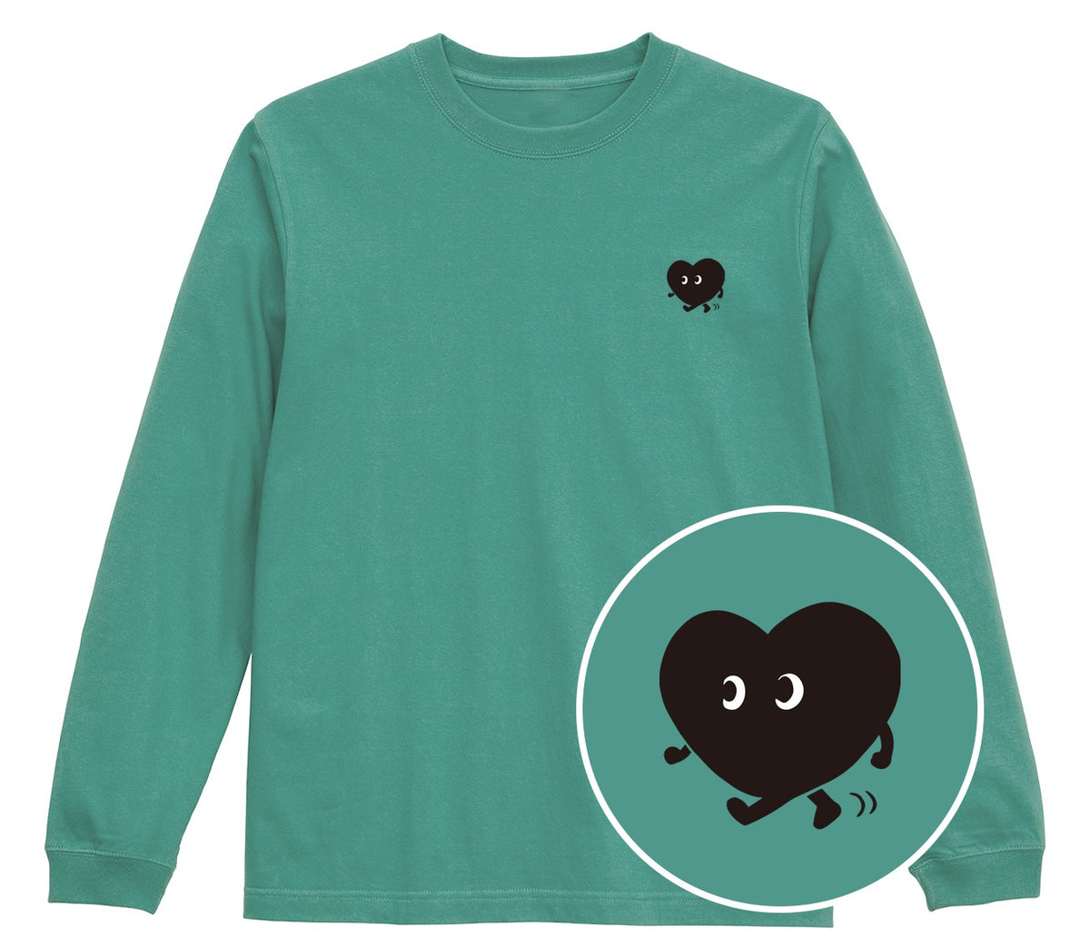 歩くハート「ヨチボウ」ロングTシャツ ヘイジーグリーン