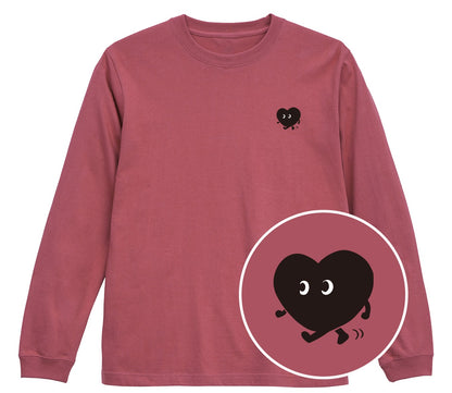 歩くハート「ヨチボウ」ロングTシャツ ヘイジーレッド