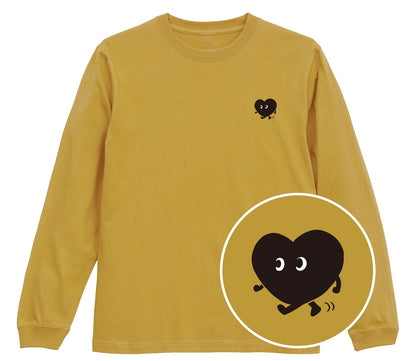歩くハート「ヨチボウ」ロングTシャツ ヘイジーイエロー